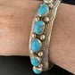 Men's Blue Kingman Turquoise Cuff Bracelet | Sterling Silver | 7 Stone | Authentic Native American Handmade | 14137