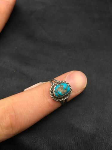 Native American Kingman Turquoise Navajo Ring | Sterling Silver | Sz 4.5 | 4450