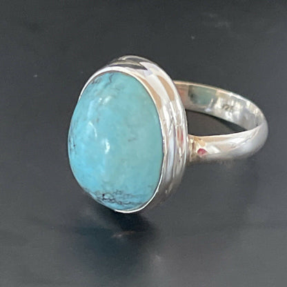 Navajo Spiderweb Blue Turquoise Ring | Sterling Silver | Sz 6.5 | Authentic Native American Handmade | 11445