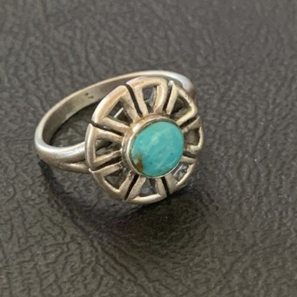 Native American Women's Navajo Blue Turquoise Inlay Ring | Sz 5 | Authentic Handmade | 11172 - Masha USA