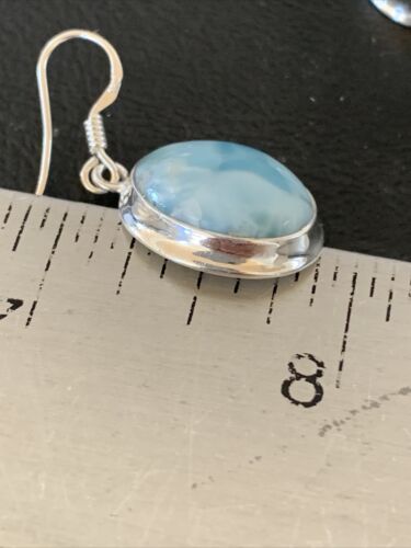 Navajo Blue Larimar Dangle Earrings | Sterling Silver Beads | Authentic Native American Handmade | 1614