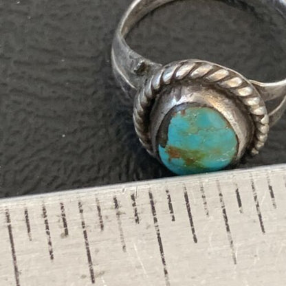 Navajo Blue Turquoise Ring | Sterling Silver | Sz 5 | Authentic Native American Handmade | 10362
