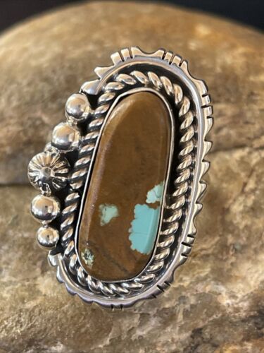 Native American Navajo Sterling Silver #8 Turquoise Ring | Sz 10.5 | 1133