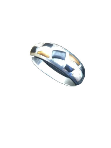 Navajo Sterling Silver Opal, Black Onyx & Tigers Eye Inlay Ring | Sz 11 | Authentic Native American Handmade | 01602