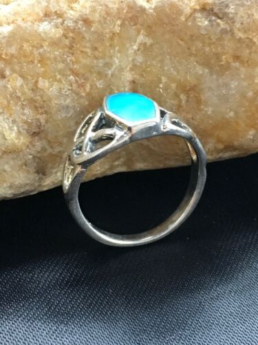 Native American Navajo Blue Turquoise Ring | Sterling Silver | Sz 6.75 | 2951 - Masha USA