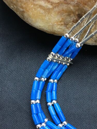 Denim Stabilized Lapis Heishi Bracelet | Sterling Liquid Silver | 5-Strand | 7" | 2935