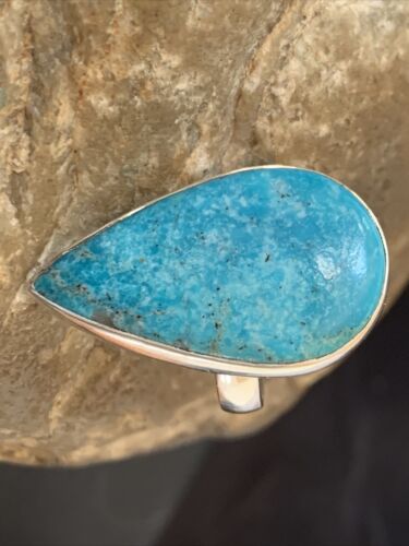 Navajo Blue Kingman Turquoise Ring | Sterling Silver | Sz 6.5 | Authentic Native American Handmade | 11614