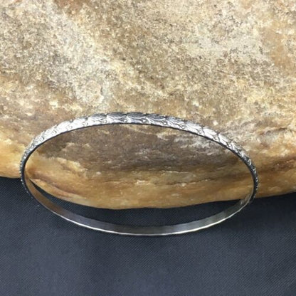 Southwestern Navajo Stamped Cuff Bracelet | Sterling Silver | Authentic Native American Handmade | 10254