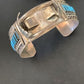 Authentic Native American Zuni Sterling Silver Watch Cuff Bracelet | Blue Turquoise Inlay Tips | 12332