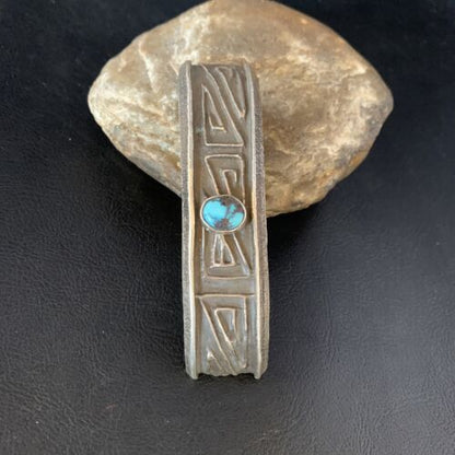 Navajo Blue Turquoise Hair Barrette | Sterling Silver | 4" | Authentic Native American Handmade | 13731 - Masha USA