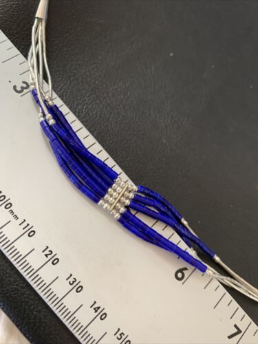 Beauty Stabilized 5-Strand Lapis Heishi Bracelet | Liquid Sterling Silver | 7.5" | 12637