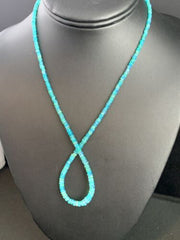 Native American Women's Blue Opal Bead Necklace | Sterling Silver | Authentic Handmade | 20" | 187