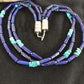 Turquoise Denim Lapis Multi Strand Navajo Necklace | Sterling Silver 23" | Southwestern | 3318