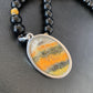 Men's Navajo Pearls Onyx Bumblebee Jasper Necklace Pendant | Sterling Silver | Native American Handmade | 10325