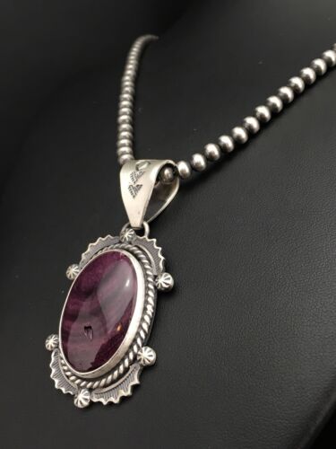 Navajo Pearls Purple Spiny Oyster Pendant Necklace | Sterling Silver | Authentic Native American Handmade | 4897