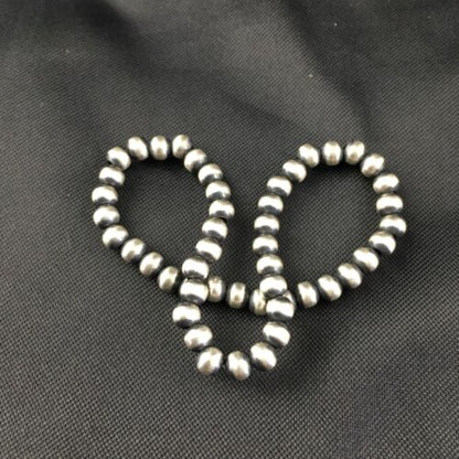Navajo Pearls 4mm Beads | 8" Stretch Sterling Silver Bracelet | Authentic Native American