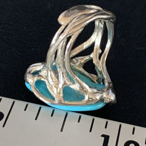 Navajo Blue Kingman Turquoise Ring | Sterling Silver | Sz 8 | Authentic Native American Handmade | 13542