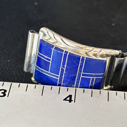 Authentic Navajo Men's Wristwatch | Blue Lapis Lazuli Inlay | Sterling Silver Tips | Native American Jewelry | 14396
