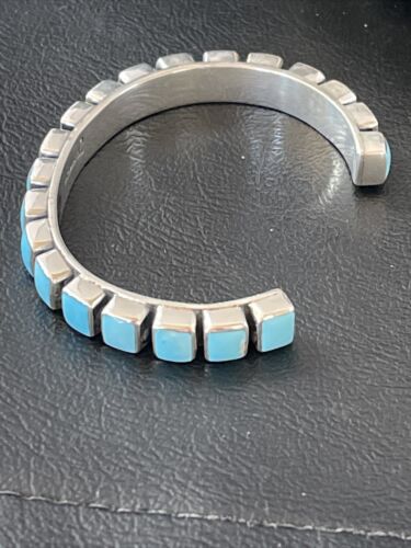 Sleeping Beauty Blue Turquoise Cuff Bracelet |  Sterling Silver | Authentic Native American Handmade | 1558