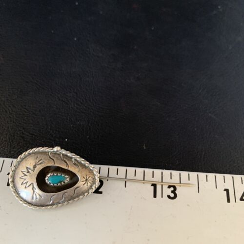 Old Pawn Navajo Hair Pin | Sterling Silver Blue Turquoise | 2.5" | Authentic Native American Handmade | 13729