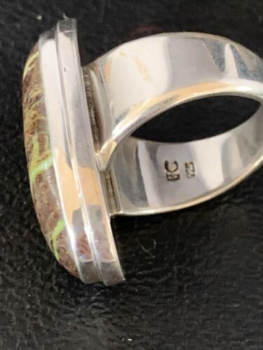 Navajo Green Gaspeite Ring | Sterling Silver | Sz 8.5 | Authentic Native American Handmade | 13781