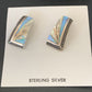 Navajo Blue White Opal Inlay Earrings | Sterling Silver | Authentic Native American Handmade | 12117