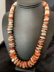 Navajo Spiny Oyster Turquoise Necklace | Sterling Silver | Graduated 22" | Authentic Native American | 10643