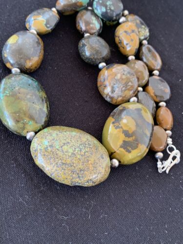 Navajo Graduated Sterling Silver Natural Blue Nugget Turquoise Necklace | Authentic Native American | 22" | 623