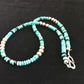 Native American Sterling Silver Necklace | Blue Turquoise & Onyx | 18" | 10027