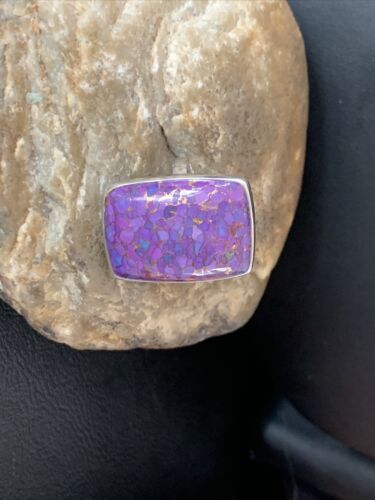 Adjustable Navajo Purple Mojave Turquoise Ring | Sterling Silver | Sz 9 | 11603