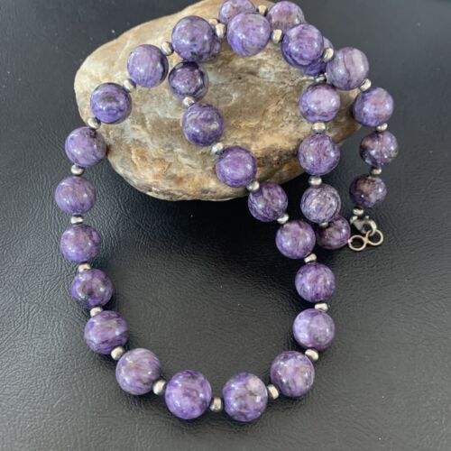 Navajo Purple Charoite Necklace | Sterling Silver | 20" | Authentic Native American Handmade | 11961