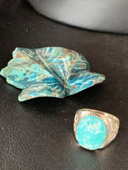 Navajo Blue Kingman Turquoise Ring | Sterling Silver | Sz 11 | Authentic Native American Handmade | 14145
