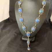 Navajo Lapis Lazuli Lariat Necklace | Sterling Silver | 30" | Authentic Native American Handmade | 11486