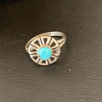 Native American Women's Navajo Blue Turquoise Inlay Ring | Sz 5 | Authentic Handmade | 11172 - Masha USA