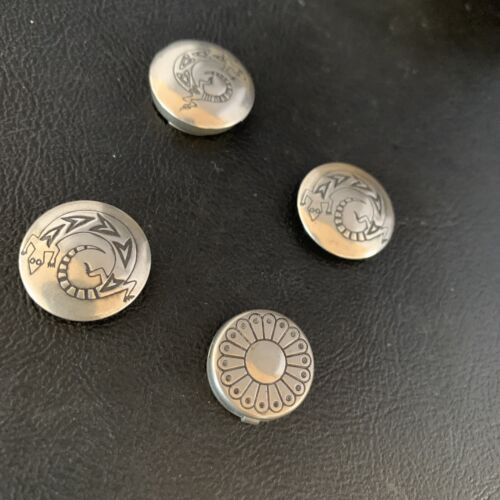 Native American Sterling Silver Button Covers | 0.8" | Navajo Set of 4 | Handmade | 13732