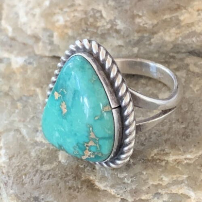 Navajo Green Sonoran Gold Turquoise Ring | Sterling Silver | Sz 6 | 10365