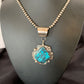 Men's Navajo Blue Spiderweb Turquoise Pendant Necklace | Sterling Silver | Authentic Native American Handmade | 10663