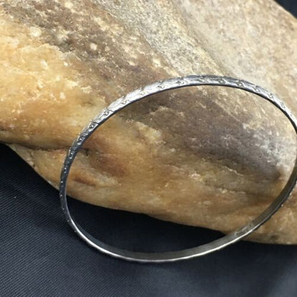 Southwestern Navajo Stamped Cuff Bracelet | Sterling Silver | Authentic Native American Handmade | 10254