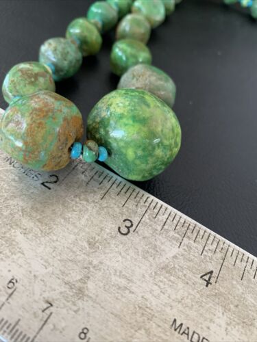 Authentic Navajo Chunky Blue-Green Turquoise Necklace | Sterling Silver | Native American Jewelry | 22"
