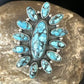 Navajo Blue Turquoise Cluster Ring | Authentic Native American Sterling Silver | Multi-Stone | Sz 6.5 | 14227