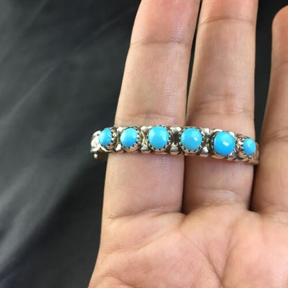 Navajo Blue Kingman Turquoise Cuff Bracelet | Sterling Silver | Authentic Native American Handmade | 10187 - Masha USA