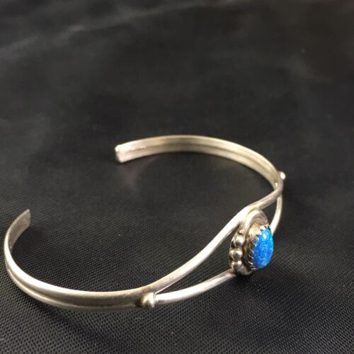 Native American Indian Blue Opal Bracelet | Sterling Silver | Handmade | 10175