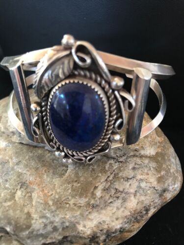 Native American Navajo Lapis Bracelet | Sterling Silver | J Platero | 8039