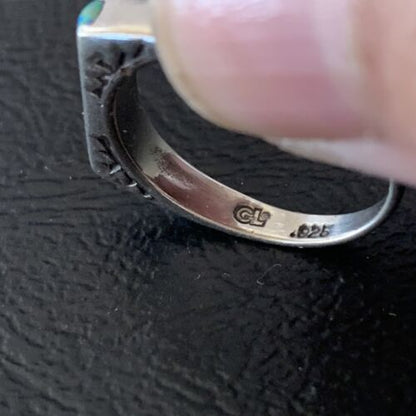 Native American Navajo Blue Pink Opal Inlay Ring | Sz 6.5 | Sterling Silver | 11289 - Masha USA