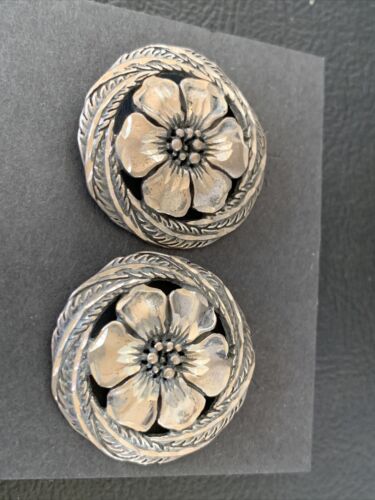Old Pawn Southwestern Sterling Silver Stud Earrings | Diamond Cut | 1" | 12992