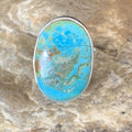 Navajo Blue Kingman Turquoise Ring | Sterling Silver | Sz 8 | Authentic Native American Handmade | 12795