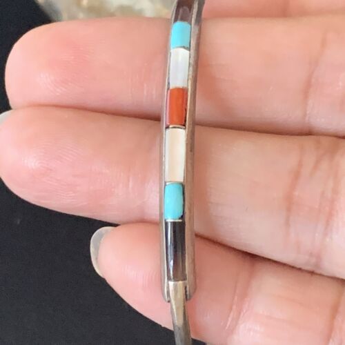 Navajo Multi-Color Bracelet | Sugilite Turquoise Coral | Sterling Silver | Authentic Native American Handmade | 13118