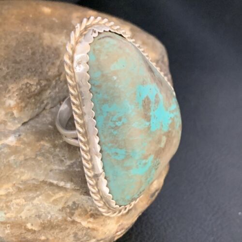 Navajo Blue Turquoise Ring | Sterling Silver | Sz 10 | Authentic Native American Handmade | 13714