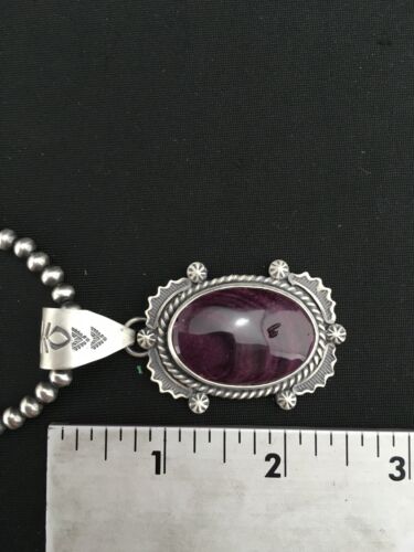 Navajo Pearls Purple Spiny Oyster Pendant Necklace | Sterling Silver | Authentic Native American Handmade | 4897