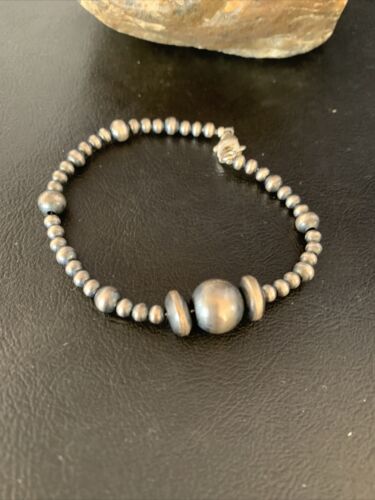 Southwestern Navajo Pearls Bead Bracelet | Sterling Silver | 8" | Authentic Native American Handmade | 14187